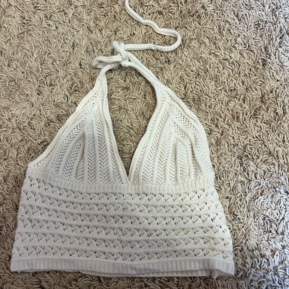 White Knit Halter Top